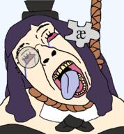 ack ae-tan anhero asset bloodshot_eyes crying death encyclopedia_dramatica female hair hanging long_hair looking_up mascot noose open_mouth purple_hair rope soyjak suicide template tongue transparent_background variant:bernd yellow_teeth // 782x842 // 61.9KB