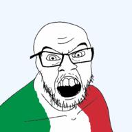 clothes country flag flag:italy glasses italy mustache open_mouth soyjak stubble variant:feraljak // 1000x1000 // 214.1KB