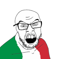clothes country flag flag:italy glasses italy mustache open_mouth soyjak stubble variant:feraljak // 1000x1000 // 214.1KB