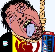 beer blood bloodshot_eyes can death hair native_american red_skin rope soyjak suicide tranny trans_flag transparent variant:bernd // 757x714 // 164.2KB