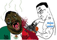 argentina bbc blood brown_skin buff chainsaw country flag flag:argentina flag:mexico glasses holding_chainsaw holding_object mexico nazism odor open_mouth queen_of_spades schutzstaffel soyjak stubble subvariant:chainsaw_bernd swastika tattoo tongue variant:bernd variant:chudjak yellow_teeth // 1227x871 // 476.9KB