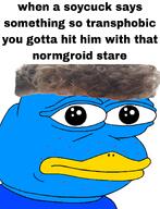 acne amphibian beak blue_skin brown_hair clothes frog looking_at_you nas:pepe pepe_the_frog series:x_inmigrants text twitter twitter_immigrant white_background wrinkles xitter zoomer zoomer_hair // 1080x1413 // 439.4KB acne amphibian beak blue_skin brown_hair clothes frog looking_at_you nas:pepe pepe_the_frog series:x_inmigrants text twitter twitter_immigrant white_background wrinkles xitter zoomer zoomer_hair // 1080x1413 // 439.4KB