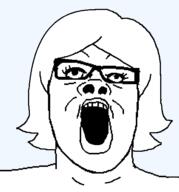 female glasses hair open_mouth series:foidjaks subvariant:female_a24_slowburn template transparent_background variant:a24_slowburn_soyjak // 485x520 // 8.2KB