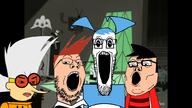 3soyjaks angry background cartoon clothes female glasses my_life_as_a_teenage_robot nickelodeon no_nose open_mouth robot soyjak soyjak_trio stretched_mouth stubble subvariant:female_chudjak variant:chudjak variant:gapejak variant:markiplier_soyjak variant:tony_soprano_soyjak xj9 // 1000x562 // 287.3KB