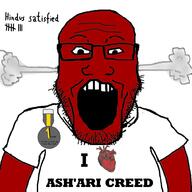 angry award beard clothes glasses i_love islam muslims open_mouth red_skin soyjak tshirt variant:markiplier_soyjak // 1000x1000 // 295.0KB