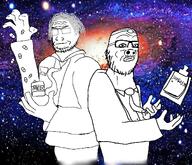albert_einstein clipboard doctor dr_soyberg meds necktie nikola_tesla paper pill pill_bottles space subvariant:dr_soystein supernova variant:a24_slowburn_soyjak variant:markiplier_soyjak // 1207x1035 // 1.1MB