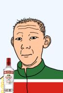 1864 alcohol bottle chechnya closed_mouth clothes ear flag flag:chechnya hair neutral russia smirnoff soyjak text track_suit transparent transparent_background variant:kuzjak vodka white_skin // 810x1192 // 126.6KB