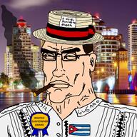 1912 award background boater cigar city clothes cuba cuban-american diasporoid florida green_eyes gusano irl_background meta:tagme mulatto palm smoke smoking subvariant:perceptive_chud text tmd total_mulatto_death variant:chudjak white_skin // 2239x2239 // 3.3MB
