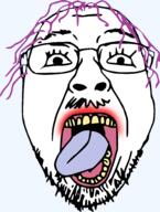 glasses open_mouth purple_hair soyjak stubble tanny template tongue trаnnу variant:bernd yellow_teeth // 3157x4174 // 1.2MB