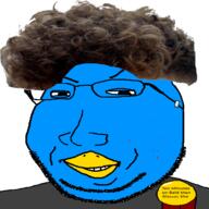 acne badge beak bird brown_hair glasses hair soot_colors soyjak soyjak_party stubble subvariant:massjak subvariant:wholesome_soyjak text twitter variant:gapejak zoomer // 600x600 // 206.6KB