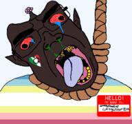 ack bloodshot_eyes brain brown_skin chimperator crying flag:italy flag:minor_attracted_person flag:pedophilia_pride_flag glasses hello_my_name_is_(sticker) imperator_(user) italy mucus pedophile queen_of_hearts rope rotten_teeth slopjak tongue variant:bernd variant:chudjak // 768x719 // 26.0KB