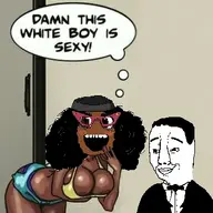 breasts bwc_owned chud dapper female soyjak soynigger subvariant:soyniqua text tuxedo variant:chudjak variant:soytan wnwo // 346x346 // 46.0KB