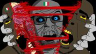 2soyjaks bisected black_sclera blood blood_from_forehead blood_from_mouth blue_eyes brown_skin countrywar facial_mark flag:italy flag:mexico forehead_mark glasses gore italy looking_at_you looking_up meta:tagme mexico mutilation nosebleed open_mouth soyjak stubble variant:cobson variant:feraljak yellow_sclera yellow_teeth // 1920x1080 // 1.6MB