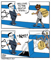 bag big_ears big_lips big_nose black_skin carlos_latuff clothes flag:israel glasses hair israel nigger open_mouth shieet smile speech_bubble star_of_david stubble suit text variant:chudjak // 1125x1312 // 319.3KB