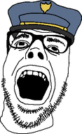 clothes glasses hat lips open_mouth police police_hat soyjak stubble transparent_background variant:dubbbzjak // 263x430 // 10.0KB