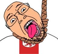 ack animal arm bird country dead flag flag:west_pomeranian glasses griffin hair hanging leg open_mouth poland rope soyjak stubble suicide teeth tongue variant:bernd voivodeship west_pomeranian white_skin yellow_teeth // 768x719 // 46.6KB