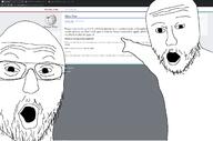 2soyjaks arm glasses hand open_mouth pointing screenshot soyjak soyjak_party soyjak_wiki variant:two_pointing_soyjaks wiki // 2192x1446 // 784.8KB