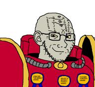 award bald chaos_cultist chaos_space_marines chaos_star ear erebus face_tattoo glasses grey_skin horus_heresy medal orange_sclera power_armor queen_of_hearts queen_of_spades smug star_of_david stubble subvariant:soyak_(smug) tattoo thrembo variant:soyak warhammer warhammer_40k white_background word_bearers // 1237x1133 // 43.8KB