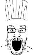 chef clothes glasses hat open_mouth soyjak stubble variant:markiplier_soyjak // 600x1000 // 49.2KB