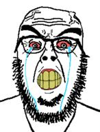 bloodshot_eyes crying gums looking_at_you seething stubble variant:feraljak variant:waljak white_background white_shirt yellow_teeth // 206x271 // 33.2KB