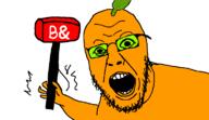 banhammer holding_hammeroot open_mouth orange_skin soyjak sprout variant:yurjak // 768x442 // 28.6KB
