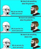 bloodshot_eyes crying glasses globalist groomer judaism lgbt negro nordic_chad open_mouth soyjak stubble text variant:soyak // 868x1024 // 134.4KB