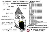 acne clothes glasses hat open_mouth pol_(4chan) soyjak stubble swastika text tin_foil variant:markiplier_soyjak2 wordswordswords yellow_teeth // 1939x1294 // 532.8KB