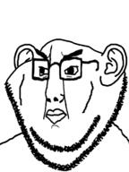 angry closed_mouth ear glasses merge soyjak stubble variant:chudjak variant:impish_soyak_ears // 574x768 // 141.1KB