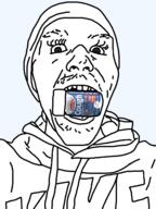 2soyjaks closed_mouth clothes hat mustache open_mouth robohbr smile soyjak stubble variant:impish_soyak_ears variant:unknown // 1932x2576 // 313.2KB