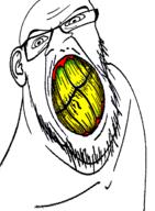 angry clenched_teeth closed_mouth distorted ear glasses mustache soyjak stubble variant:feraljak yellow_teeth // 895x1217 // 158.0KB