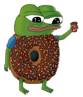amphibian animal closed_mouth clothes coffee cup donut foot frog frosting full_body green_skin hand holding_cup holding_object lips nas nas:pepe pepe pepe_the_frog sprinkles subnas:apu tim_hortons transparent_background // 640x744 // 66.1KB