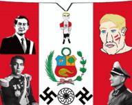 alberto_fujimori coat_of_arms cornucopia flag glasses klaus_barbie luis_sanchez_cerro peru sonnenrad speech_bubble speech_bubble_empty subvariant:chudjak_front subvariant:unbotheredchud swastika tree variant:chudjak vicuna white_skin yellow_hair // 632x502 // 80.3KB