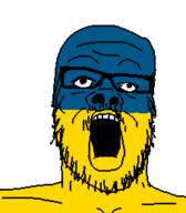 country flag flag:ukraine glasses mustache open_mouth soyjak stubble ukraine variant:a24_slowburn_soyjak // 454x520 // 7.4KB