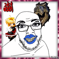 animated anime blinking closed_mouth clothes dinosaur full_body glasses hair islam open_mouth picmix soyjak stubble talking tyrannosaurus variant:feraljak yellow_hair // 500x500 // 694.8KB