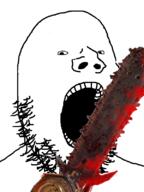 chainsaw open_mouth small_eyes soyjak stubble variant:gapejak // 600x800 // 255.5KB