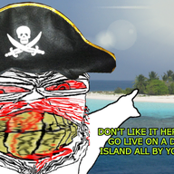 blood bloodshot_eyes clenched_teeth clothes cracked_teeth desert_island distorted ear glasses hat irl_background island nosebleed pirate pirate_hat pointing red_eyes sand sea skull soyjak stubble subvariant:feralrage text tree variant:feraljak water yellow_teeth // 679x441 // 532.5KB