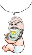 arm artist:sectionalism baby babyjak bald caca diaper foot full_body glasses hand holding_object ipad jpeg leg meta:low_resolution pacifier small_eyes speech_bubble_empty stubble tablet variant:gapejak // 794x1359 // 120.8KB