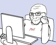 4chan arm clothes computer glasses hand smile smug soyjak stubble tv_(4chan) variant:soyak // 452x363 // 34.8KB
