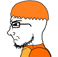 angry bald closed_mouth furrowed_brows glasses mascot ongezellig orange_hair side_profile side_view soyzellig_party stern stubble template variant:soyak zach zarty // 578x567 // 13.7KB