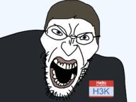 H3K_(namefag) angry blue_eyes brown_hair hair name_tag namefags rage self_insert variant:angry_soyjak white_skin // 1600x1196 // 49.1KB