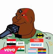 bbc closed_mouth friday_night_funkin' hello_my_name_is_(sticker) iraq kratos meta:ai_generated microphone open_mouth rap singing subvariant:mexiaryan taliban variant:meximutt vevo video warrior-z_(user) // 2160x2218, 32.9s // 15.4MB