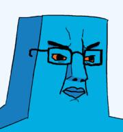 angry anime bobobo-bo_bo-bobo_(anime) closed_mouth frown glasses jelly_jiggler orange_sclera soyjak variant:chudjak // 750x800 // 19.7KB