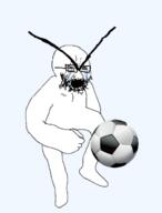 angry animated bloodshot_eyes crying dance full_body glasses looking_to_the_right open_mouth selfish_little_fuck soccer soccer_ball soyjak stubble v-shaped_eyebrows variant:cryboy_soyjak // 536x706 // 990.5KB