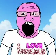cute glasses hair i_love morals no_stubble open_mouth pink_skin shirt_with_words subvariant:science_lover variant:markiplier_soyjak white_shirt // 720x710 // 51.1KB