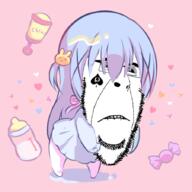 anime blue_hair candy chino_kafuu closed_mouth frown glasses gochiusa hair heart milk queen_of_spades soyjak variant:cobson // 900x900 // 375.4KB