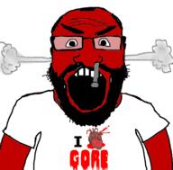 angry balding beard blood clothes fume glasses gore i_love open_mouth red_face soyjak stubble subvariant:science_lover text tshirt variant:markiplier_soyjak // 800x789 // 155.6KB