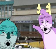 2soyjaks antler bedfellows blue_skin ear glasses irl_background pointing purple_skin soyjak stubble variant:two_pointing_soyjaks // 681x595 // 425.0KB