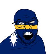 angry country flag glasses jacksepticeye looking_at_you mustache nauru open_mouth soyjak stubble teeth variant:feraljak youtube // 1500x1500 // 27.2KB