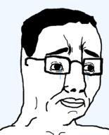 closed_mouth crying frown glasses hair sad soyjak variant:chudjak // 626x774 // 31.1KB