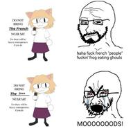 beard bloodshot_eyes closed_mouth crying france glasses judaism neco_arc open_mouth safe_edgy smile smug soyjak stubble text thick_eyebrows variant:cryboy_soyjak variant:wojak wojak // 622x622 // 46.5KB